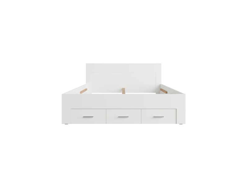  Lit adulte fjord 180x200cm blanc mat avec 5 tiroirs sans sommier  - Conforama E