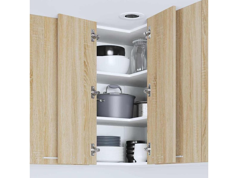  Meuble de rangement cuisine, armoire suspendue chêne sonoma et blanc 57x57x80cm  - Conforama D