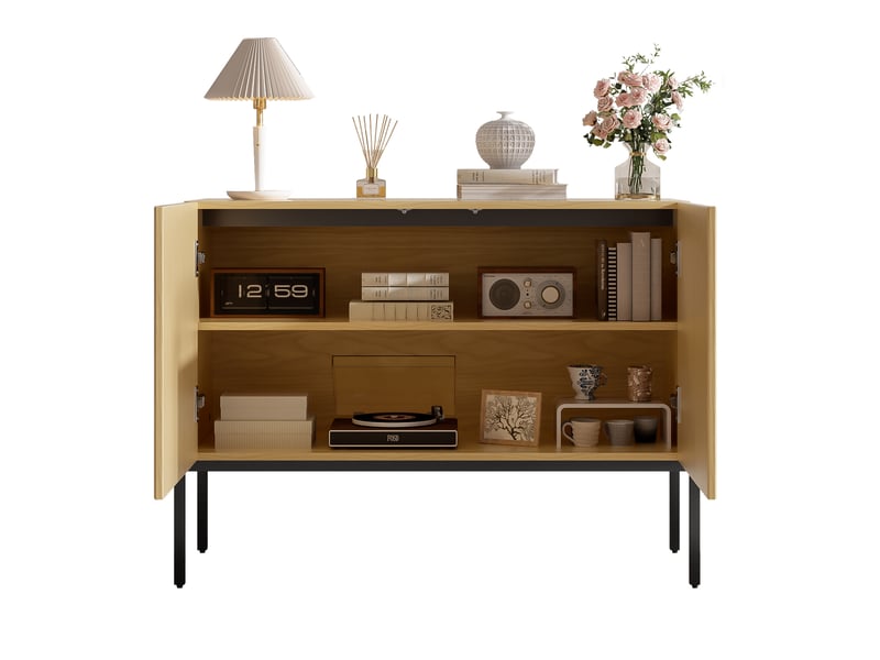 Buffet bas 100x40x75 cm 2 portes design arqué coloris naturel - Conforama A