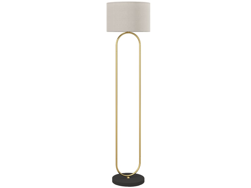  Lampadaire abat-jour en lin douille e27 style interrupteur moderne à pied pour salon et chambre 156 cm doré et noir  - Conforama B