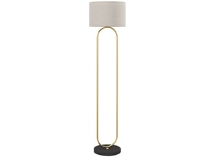Lampadaire abat-jour en lin douille e27 style interrupteur moderne à pied pour salon et chambre 156 cm doré et noir