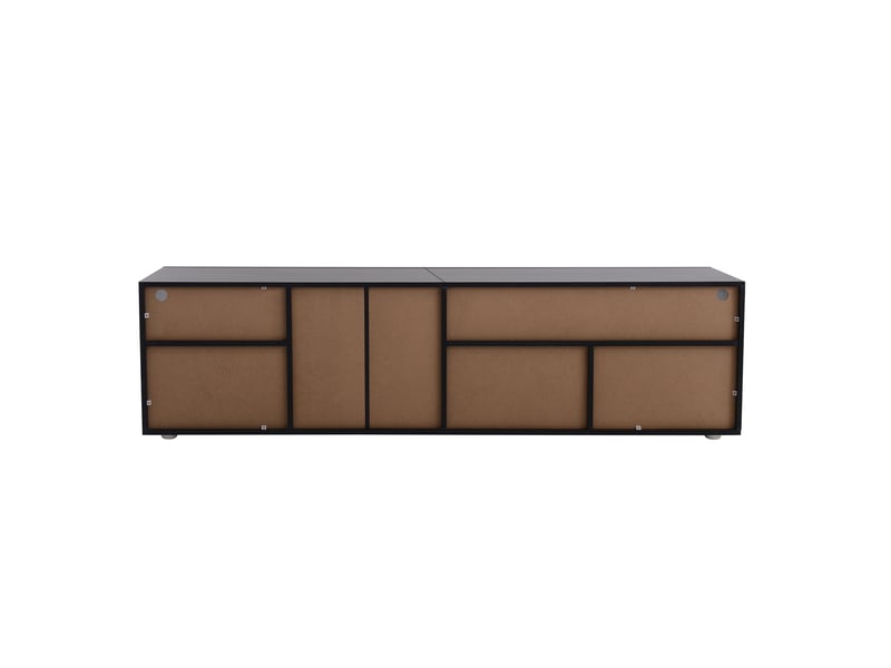  Meuble tv noir brillant 180 cm avec éclairage led 3 portes  - Conforama W