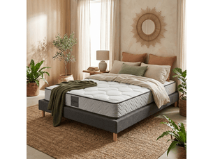 Ensemble matelas et sommier 140x190 cm Ressorts + mémoire de forme <strong>Sampur</strong> <strong>PREMIUM</strong> soutien Medium épaisseur 21 cm