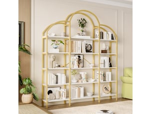 Bibliotheque coloris doré 5 étagère(s) ELVMI - 170 cm x 190 cm
