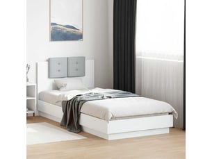 Lit adulte, lit simple, cadre de lit avec led sans matelas blanc 100x200cm cf348