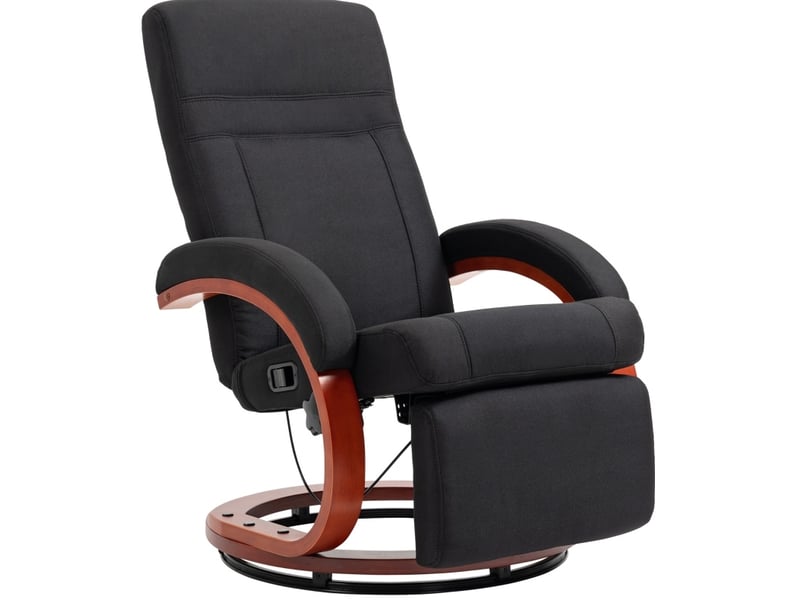  Fauteuil relax manuel 86x68x100 cm dossier inclinable à 135° avec repose-pieds base en bois noir  - Conforama A