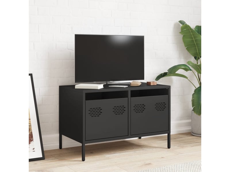  Meuble tv - banc tv - meuble de rangement noir 68x39x43,5 cm acier laminé à froid  - Conforama C