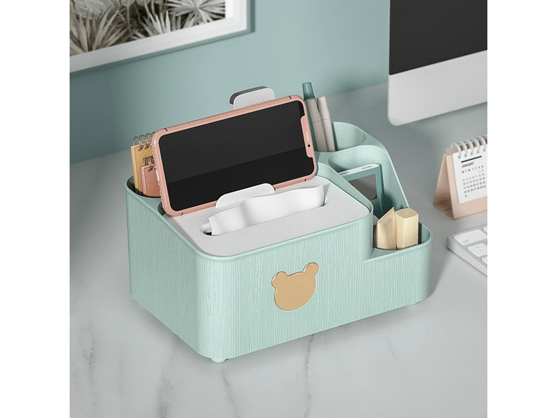 Boîte à mouchoirs, support de télécommande de télévision, boîte à mouchoirs à cinq compartiments, boîte de rangement pour boîte à mouchoirs  - Conforama C