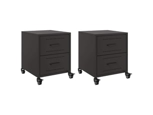 Vidaxl table de chevet noir acier 2 tiroirs meuble rangement 36x39x43,5cm chambre salon