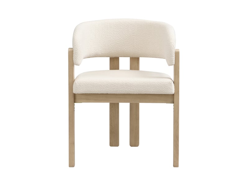  Lot de 2 chaises de salle à manger en bois et tissu bouclé naturel  - Conforama A