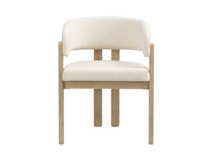 Lot de 2 chaises de salle à manger en bois et tissu bouclé naturel