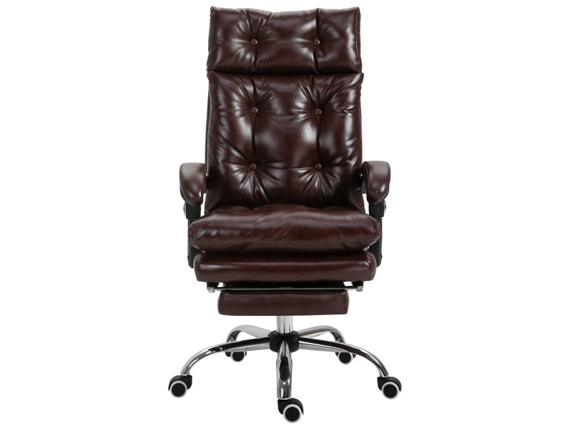  Fauteuil de bureau en cuir pu marron avec dossier inclinable à 135°  - Conforama B