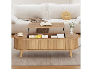 Table basse rectangulaire coloris naturel   - 50 cmx120 cm