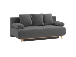 Canapé droit convertible <strong>STILVORA</strong> <strong></strong> 3 places Velours côtelé gris avec coffre de rangement
