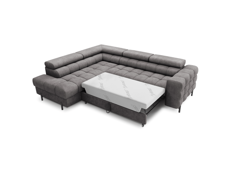 Canapé d'angle gauche ferrum gris avec coffre appuie-têtes réglables 276x93x200cm  - Conforama B