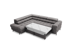Canapé d'angle gauche ferrum gris avec coffre appuie-têtes réglables 276x93x200cm