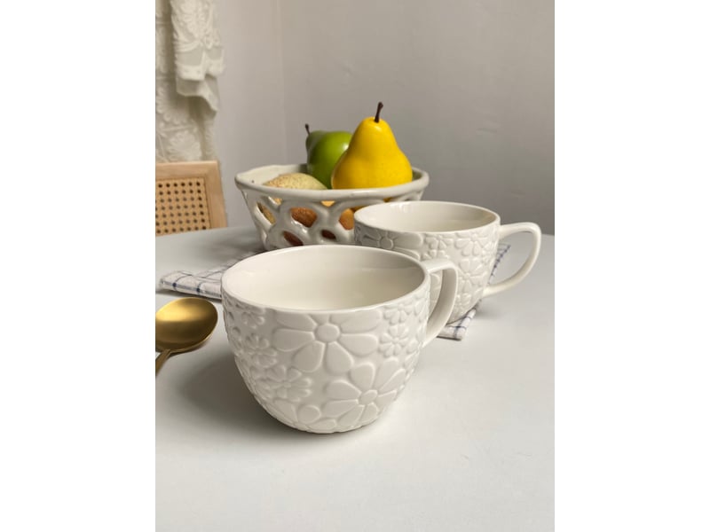  Mug blanc, petite marguerite, 475 ml  - Conforama C