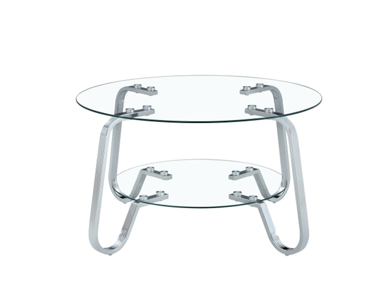 Table basse rétro minimaliste – cadre métal et verre trempé double épaisseur, élégance pour le salon - Conforama A