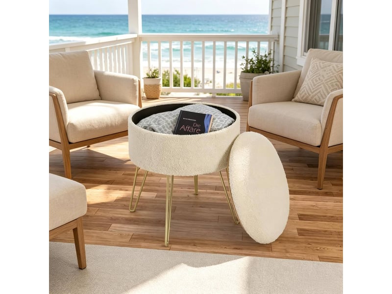  Aufbewahrungs hocker beistelltisch mit stauraum, runder pouf, couchtisch ø39 x 44 cm  - Conforama C