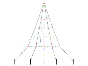 Arbre de noël, sapin de noël led avec piquets au sol multicolore 182 cm métal