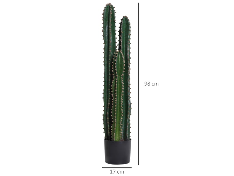  Cactus artificiel grand réalisme plante artificielle grande taille dim. Ø 17 x 98h cm vert  - Conforama E
