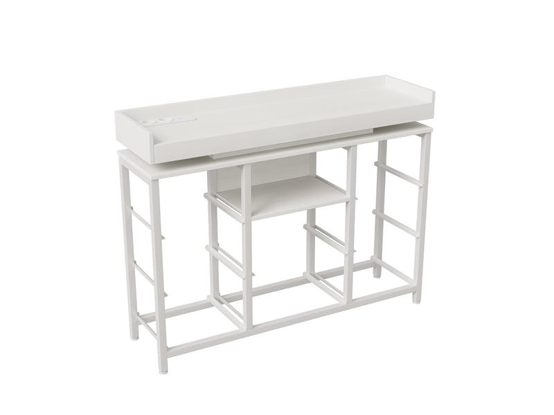 Commode chambre, 8 tiroirs, led rgb et station de charge, meuble de rangement 108x30x82 cm, métal et tissu, style industriel moderne, blanc - Conforama D