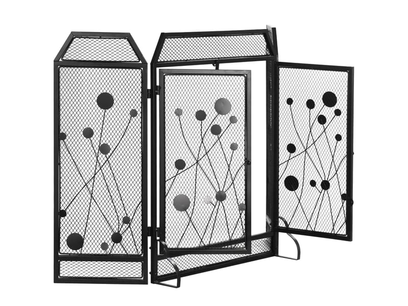 Pare-feu pliable en acier noir et métal avec 2 portes à fermeture magnétique, 125 x 80 cm  - Conforama B