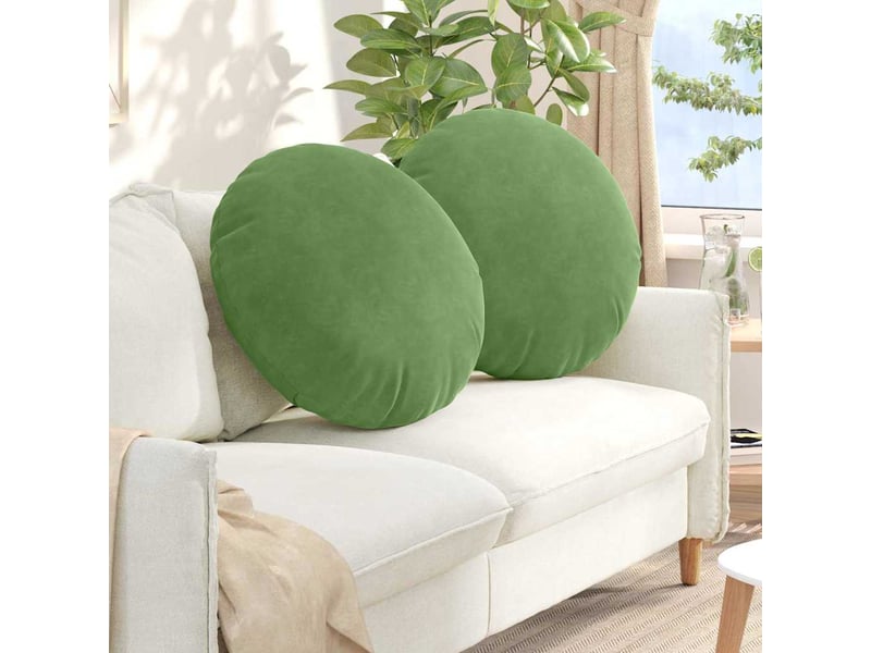  Lot de 2 coussins de siège, coussins décoratifs velours vert clair ø60 x 21 cm cf59917  - Conforama B