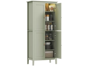 Buffet cuisine, meuble cuisine rangement haut avec led réglable et détecteur de mouvement, 80 x 40 x 176,5 cm, vert
