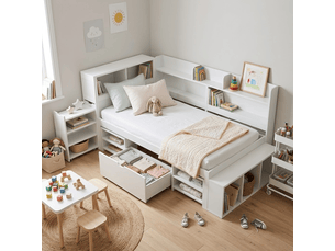 Lit simple 90x190 cm MEULVA coloris blanc