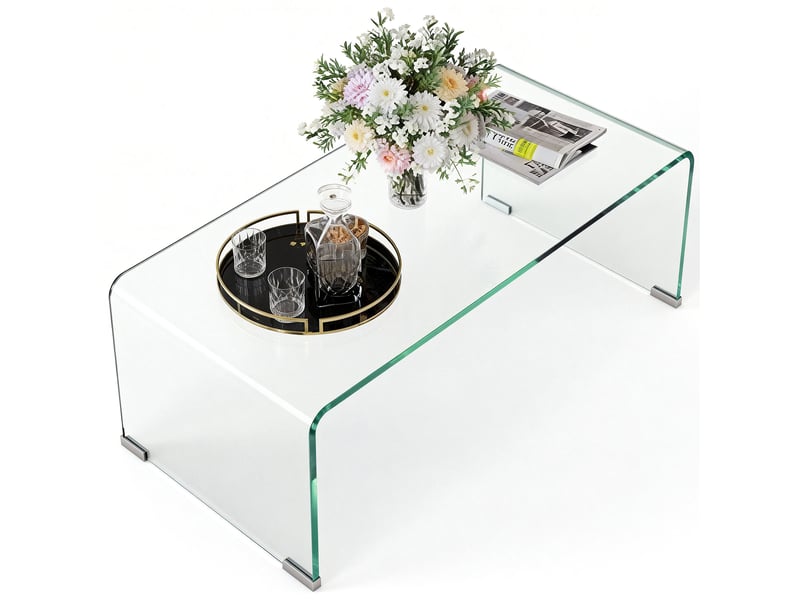  Table basse en verre transparent design simple et moderne dimensions 80 x 45 x 35 cm  - Conforama A
