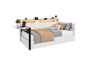 Lit coffre 90x200 cm <strong></strong>  <strong>CozyNest</strong> coloris blanc