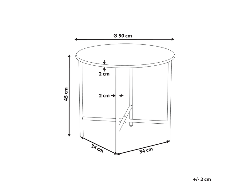  Table bistrot ovaro 50 cm 50 cm métal beige  - Conforama C
