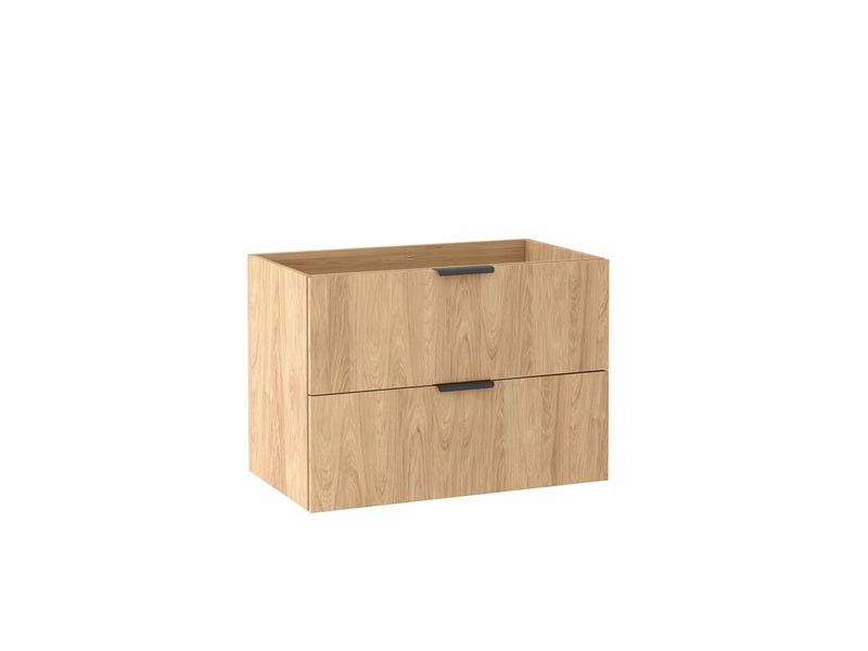  Meuble sous vasque suspendu avec panier à linge luna effet chêne hikora 120 cm  - Conforama D