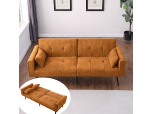 Canapé-lit futon - best choice products - 175x71x71 cm - jaune - tissu velours côtelé - facile à installer