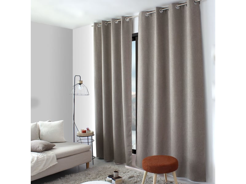 Rideaux thermique à œillets, taupe, 140x240 cm, lot de 2, velours chenillé tramé, collection blizzard, cmadeco - marron LOT2-H2058TAR140240 - Conforama A