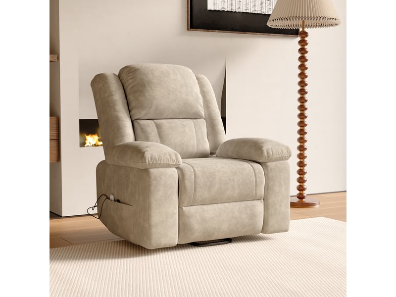  Fauteuil de massage releveur - 93 x 102 x 106 cm-brun - fauteuil massant électrique 8 points, chauffage lombaire, fonction releveur et tissu bronzant  - Conforama C