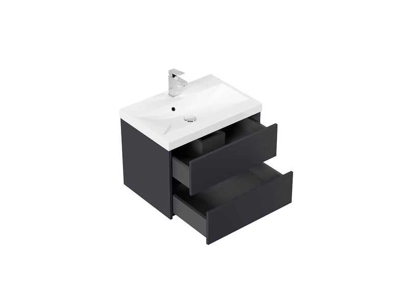 Home deluxe - ensemble de meubles de salle de bain - wangerooge deluxe - taille : l, couleur : noir, largeur lavabo : environ 60 cm i meuble de salle de bain lavabo - Conforama D