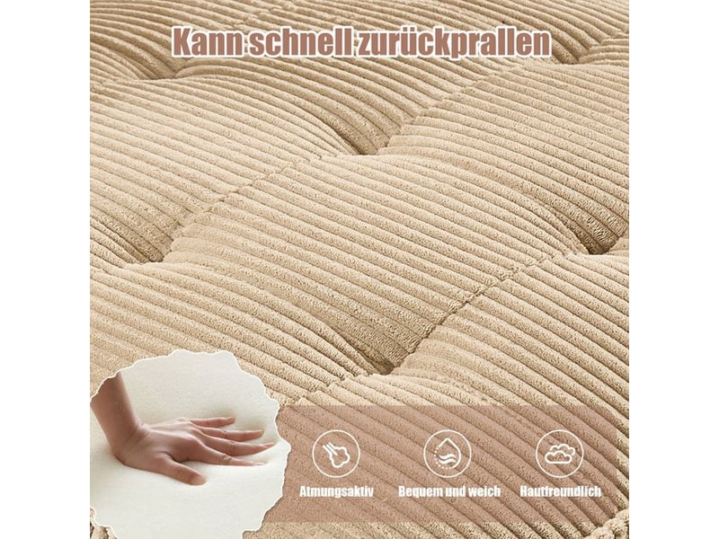  Canapé modulaire 6 places - tissu côtelé - ergonomique - poches de rangement - flexible en ulcanapé-lit beige - Conforama D