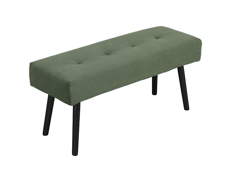 Bout de lit capitonné avec assise rembourrée et pieds en acier, pour chambre ou entrée, velours côtelé vert 100 × 36 × 45 cm - Conforama A