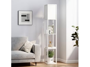 Lampadaire avec rangements 26x26x160 cm bois blanc sans ampoule