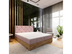 Lit avec rangement 140x200 cm <strong>MASSENO</strong>  <strong></strong> coloris rose