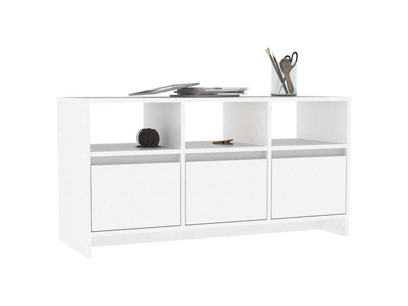  Meuble tv - banc tv - meuble de rangement blanc 102x37,5x52,5 cm bois d'ingénierie  - Conforama D