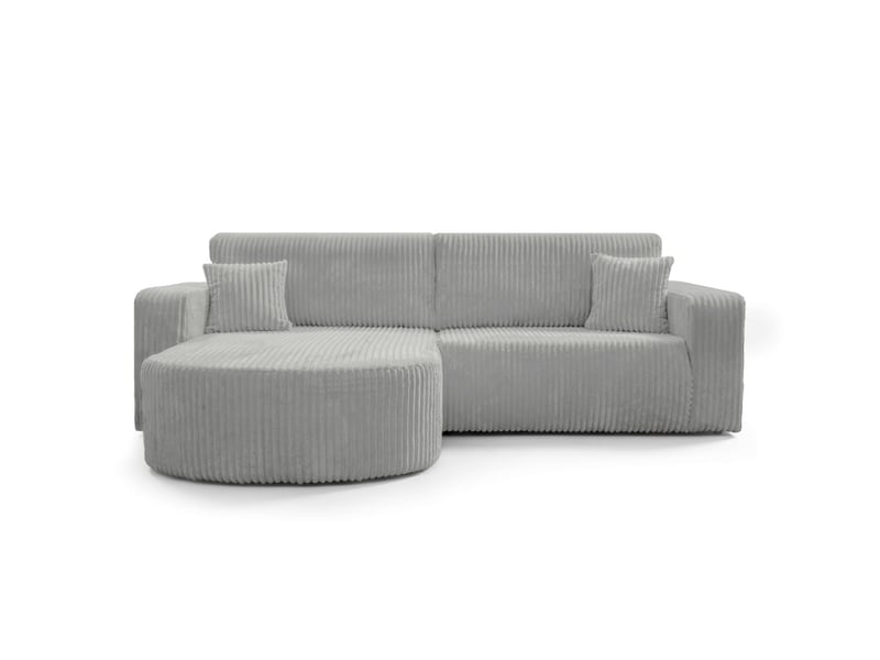 Kiara - canapé d'angle compact réversible et convertible 4 places en velours côtelé épais - Conforama E