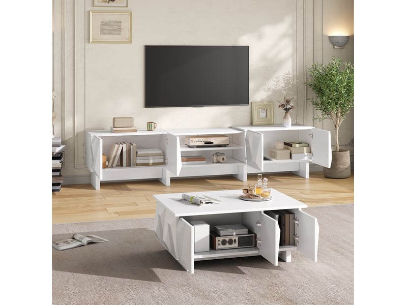 Ensemble meuble tv et table basse avec rangement homvra - Conforama C