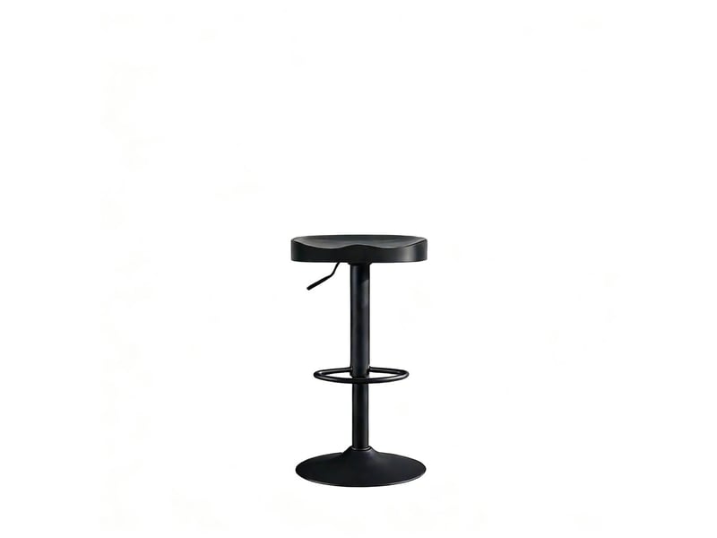 Tabouret de bar pivotant et réglable en hauteur, assise en bois, noir - Conforama A