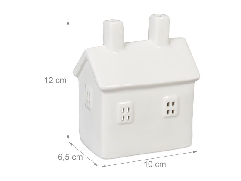  Photophore en forme de maison ambiance cosy déco intérieur 18 x 12 x 12 cm en porcelaine blanche 13_0015179  - Conforama B