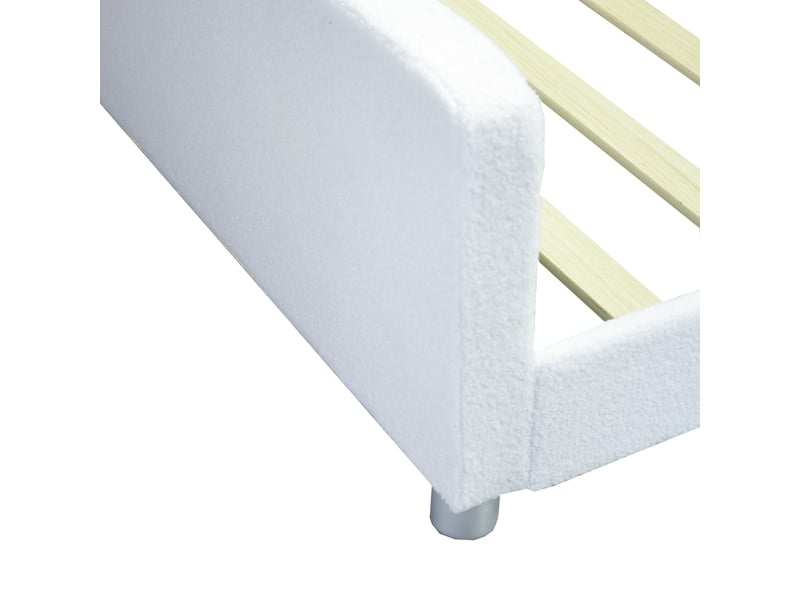  Lit capitonné pour enfants en tissu 90x200cm avec avec dossier et accoudoirs,blanc lit enfant blanc - Conforama E