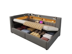 Lit banquette 90x200 cm <strong>SAPGAKS</strong> <strong></strong> coloris gris