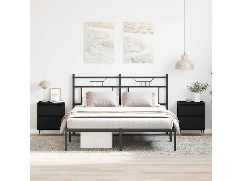 Table de chevet avec tiroir 2 pièces chêne noir 40 x 35 x 50 cm - Conforama B